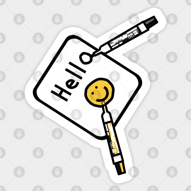 Hello Sign with Marker Pens Sticker by ellenhenryart